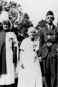 Mary Shellman (center) with Gladys Wimert and Albert Mitten at the Memorial Day services in Westminster Cemetery, 1937. Miss Shellman returned to Westminster from her home in Rockport, Texas, for Carroll County’s centennial celebration. It was her last visit to Westminster.